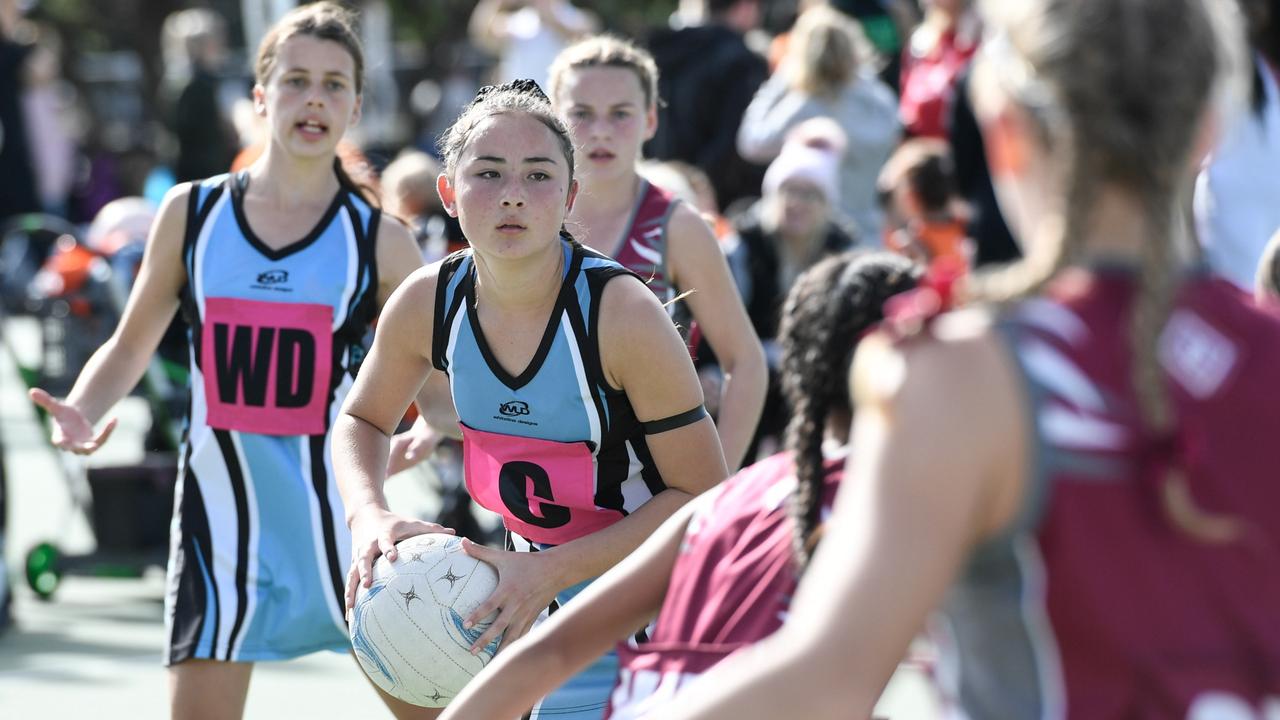 Action from the 2019 Netball NSW HART Junior State Titles. Picture: Nigel Owen