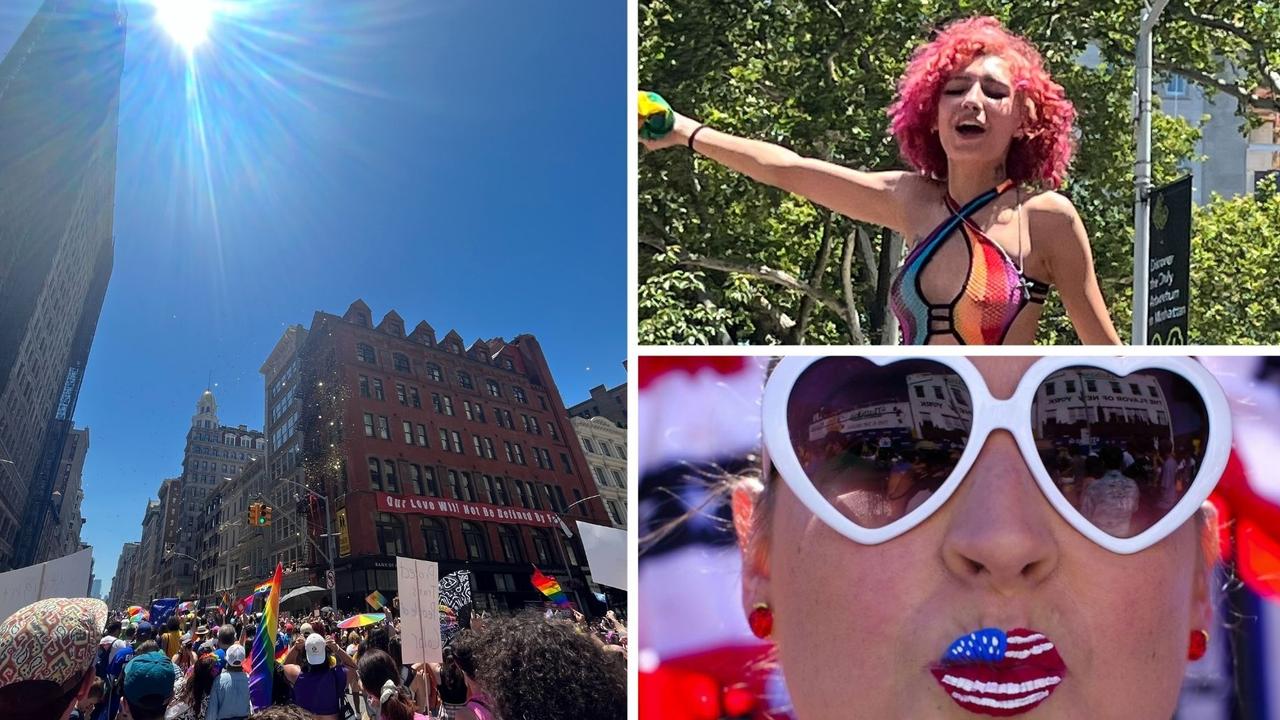 New York Pride and July 4 2022. Pictures: Benedict Brook / News.com.au and Kena Betancur/Getty Images/AFP