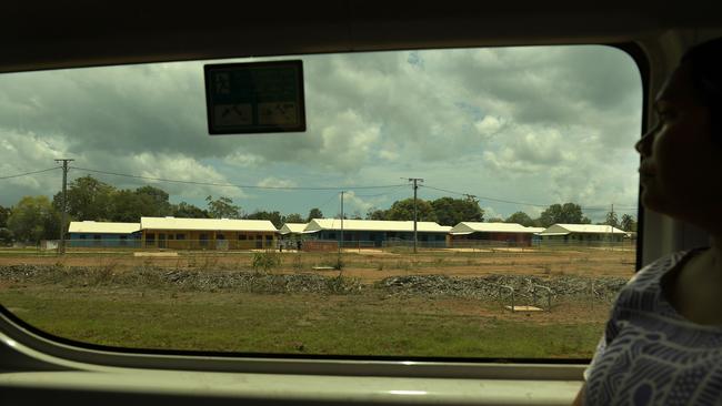 Remote Housing Minister Selena Uibo drives around Pirlangimpi's 20-house sub-division created under the National Partnership for Remote Housing NT. Picture: (A)manda Parkinson