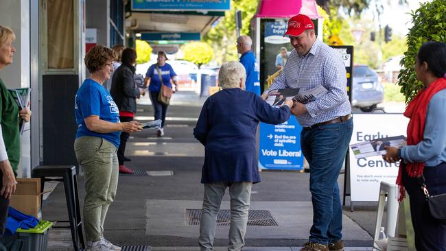 Mr Fowles campaigning before last year’s state election. Picture: Mark Stewart