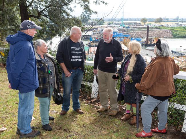 ROUSE HILL TIMES/AAP Tony Reynolds, Nina Butler, Robert Lewry, Harry Terry, Jenny Lloyd and Jacki Dand at Thompsons Square in Windsor, NSW. Thursday 4th May 2019. The protest at Thompsons Square has ended, but the protestors are still watching the development. (AAP IMAGE/Jordan Shields)