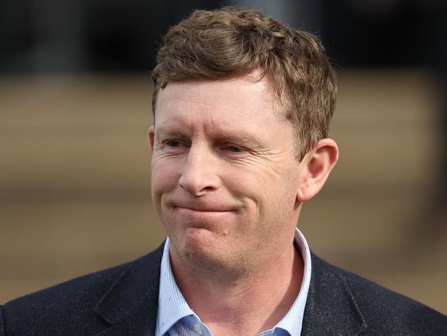 SYDNEY, AUSTRALIA - JUNE 29: Trainer Matt Laurie looks on after Regan Bayliss riding Amberite wins Race 4 Prague Yearlings Selling Now during "McKell Cup Day" - Sydney Racing at Rosehill Gardens on June 29, 2024 in Sydney, Australia. (Photo by Jeremy Ng/Getty Images)