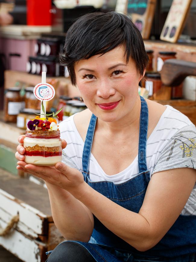 Poh Ling Yeow at her Jamface stall at the Adelaide Farmers' Market. Picture: Matt Turner