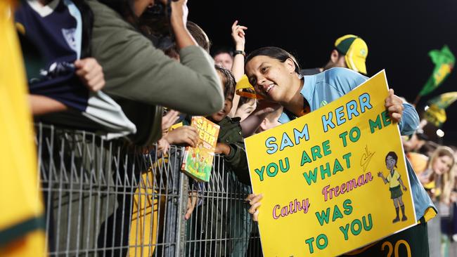 Sam Kerr is a world famous footballer and role model for kids all over Australia. Picture: Matt King/Getty Images