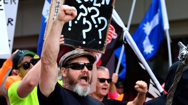 Jade Ingham (front) at a CFMEU protest