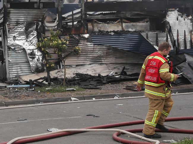 Scene of a fire bombing at a convenience store in Mickleham. Sunday, October 27. 2024. Picture: David Crosling