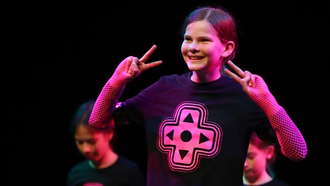 Manifold Height Primary school dancers performing in the Geelong Schools Music and Movement Festival. Picture: Alison Wynd