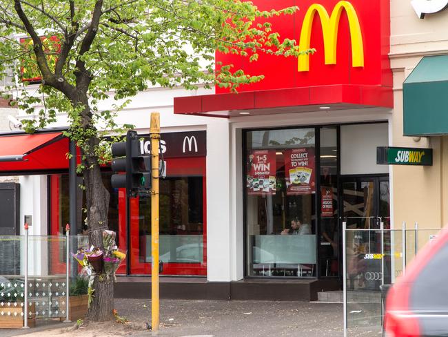 The McDonald’s where Joshua Hardy was killed. Picture: Mark Dadswell