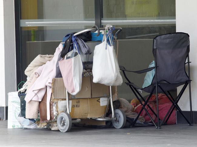 Items belonging to homeless people in Surfers Paradise. Picture: Tertius Pickard.