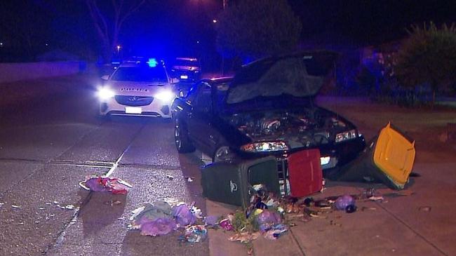 A driver was arrested after crashing a stolen Nissan Skyline at Salisbury East. Picture: 7NEWS