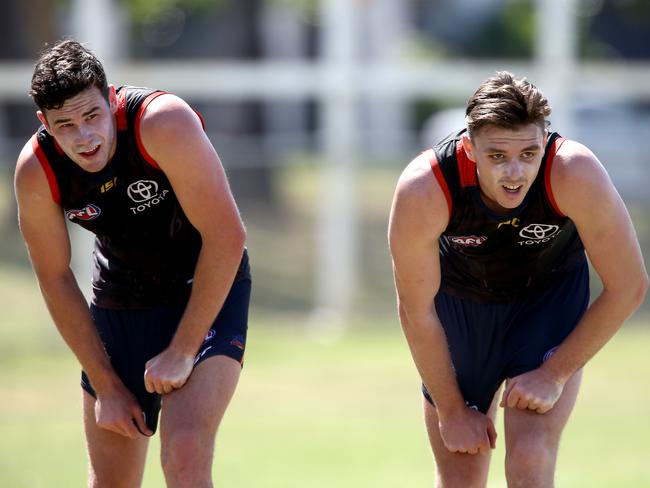 Adelaide Crows players pictured training on the Gold Coast during a couple of days away from Adelaide - Jake Lever and Mitch McGovern Picture David Clark/AAP