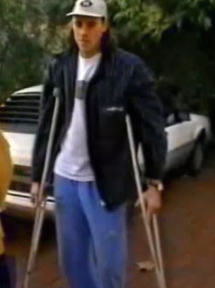 Richardson after rupturing his ACL in a clash at the SCG in 1995. Picture: YouTube