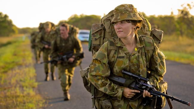 Royal Military College Staff Cadet Clare Buttenshaw on patrol during a training exercise. (Pic: Corporal Bernard Pearson 1st Joint Public Affairs Unit).