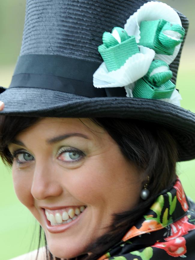 Former TV presenter Kelly Nestor wearing a frog cake hat. Picture: Advertiser Library