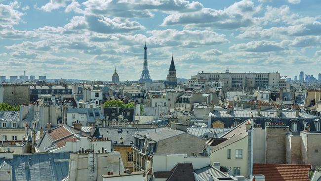 The view from the rooftop of Hotel Dames des Art.