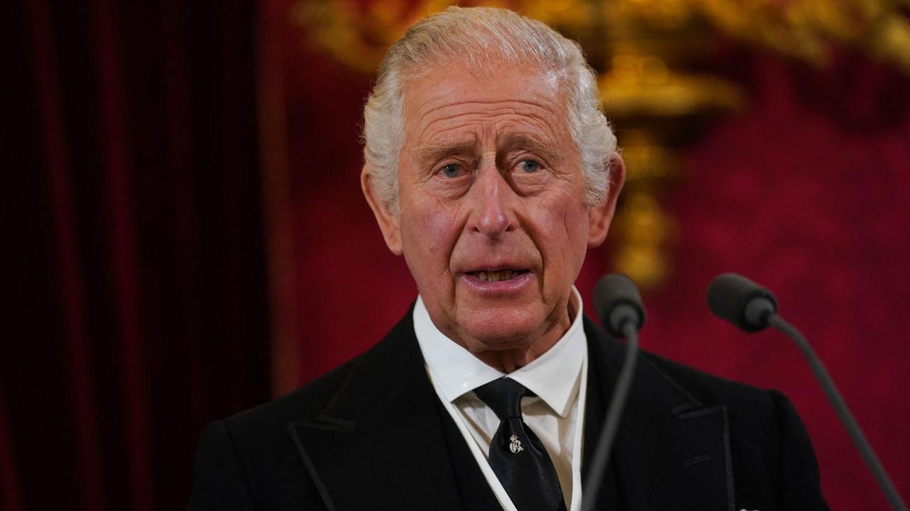 Britain's King Charles III speaks during a meeting of the Accession Council inside St James's Palace in London. Picture: AFP