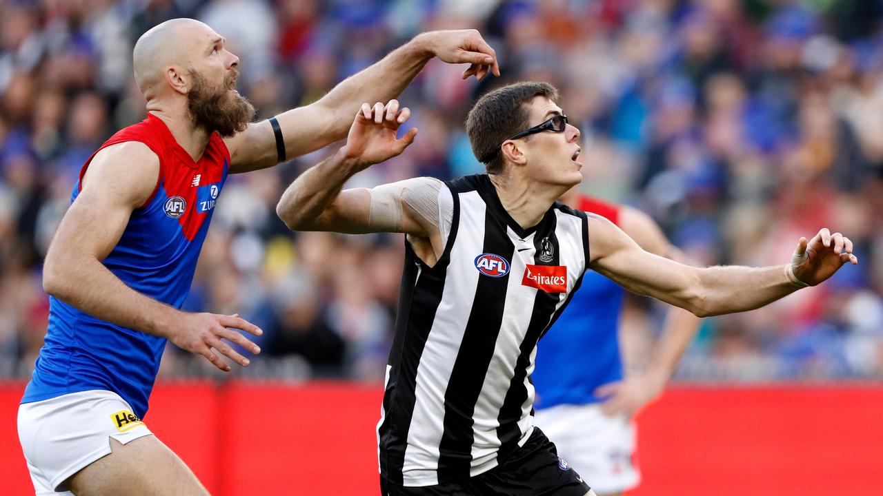 Mason Cox was outstanding as Collingwood upset Melbourne. (Photo by Dylan Burns/AFL Photos via Getty Images)