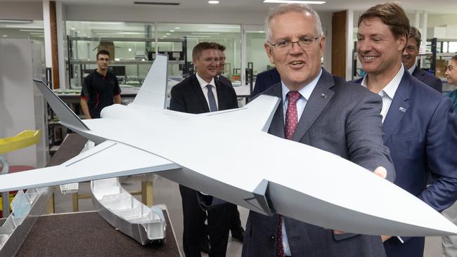 Then prime minister Scott Morrison announced dozens of modern manufacturing initiative grants worth hundreds of millions of dollars in the lead-up to the federal election. Picture: Jason Edwards