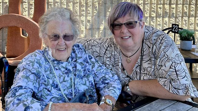 Glenda Black (right) with her mother Wilma Wippell who died after waiting for an ambulance on a concrete floor.