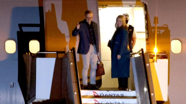 Anthony Albanese has typically flown privately when travelling overseas. Pictured at Sydney Airport. Picture: Damian Shaw