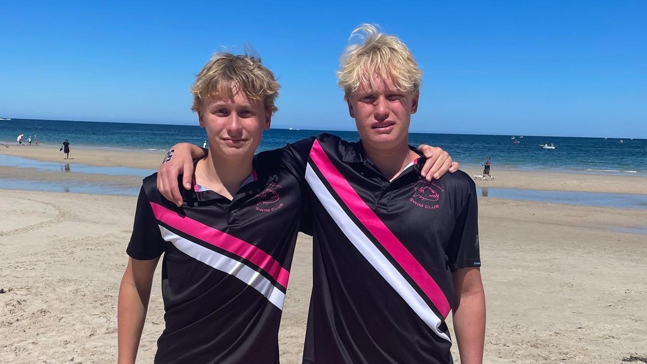 Brothers Sam and Luke Higgs after competing at the 2022 Australian Open Water Championships. Picture from Warringah Aquatic SC Facebook