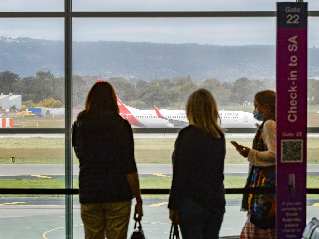 Passengers arriving at Adelaide Airport. Picture: NCA NewsWire /Brenton Edwards