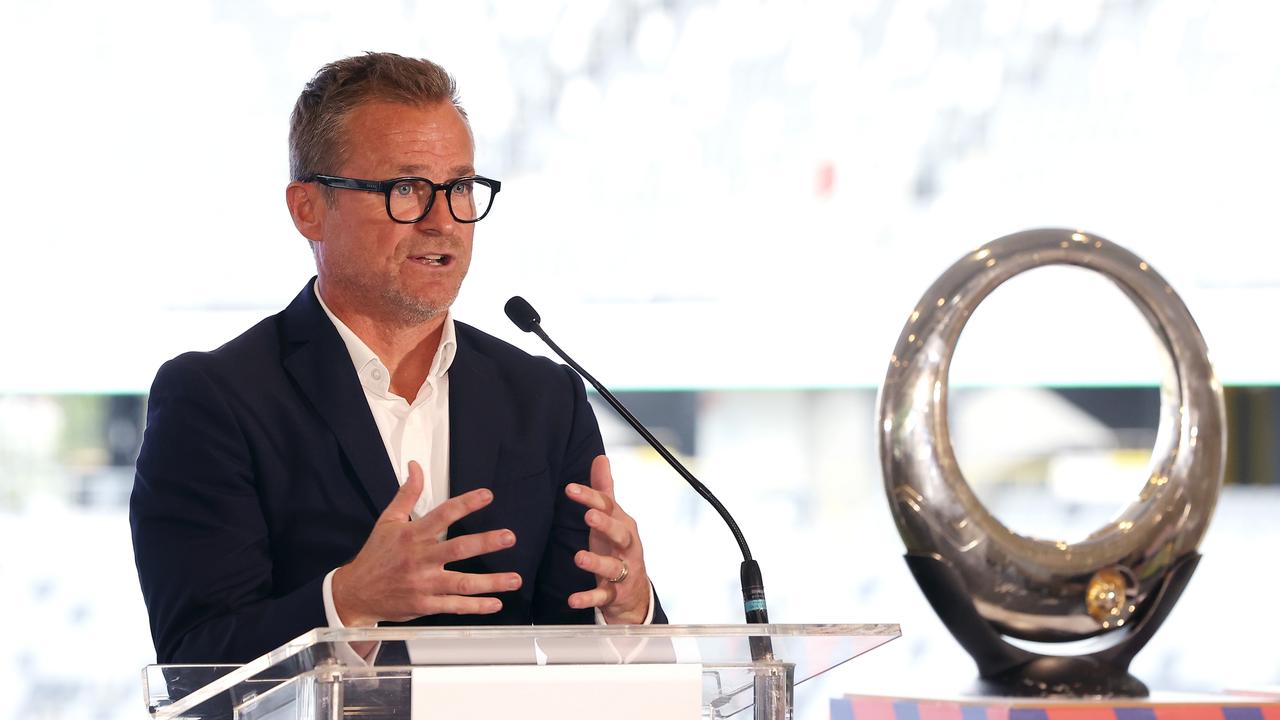 APL boss Danny Townsend explains the decision to sell A-League grand finals to the NSW government in December last year. Picture: Mark Kolbe/Getty Images for APL
