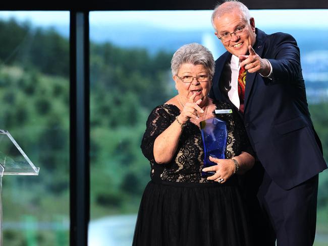 Valmai Dempsey is the 2022 Senior Australian of the Year, pictured with former Prime Minister Scott Morrison. Picture: NCA NewsWire / Gary Ramage