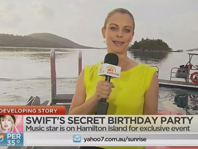 Sunrise reporter Michelle Tapper and a number of other staff who landed on Hamilton Island yesterday were quickly stopped and turned around.