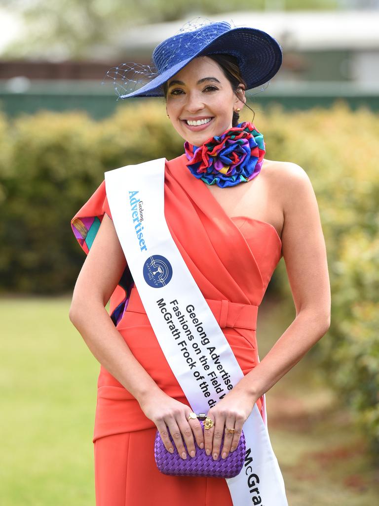 Fashions on the Field Frock of the Day winner Layce Renee Vocale after the event. Picture: David Smith