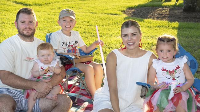 (From left) Corey, Frankie, Kip, Lana and Bobbie Weston. Triple M Mayoral Carols by Candlelight. Sunday 8th December, 2024. Picture: Nev Madsen.