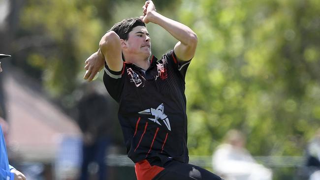 James O’Donnell bowling for Essendon. Picture: Andy Brownbill