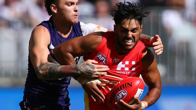 Hall struggled with his breathing for much of his time on the Gold Coast. Picture: Getty Images