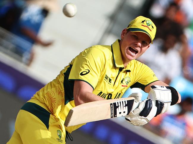 Steve Smith held together Australia’s innings in what was his last stint at the crease in an ODI. Picture: AFP