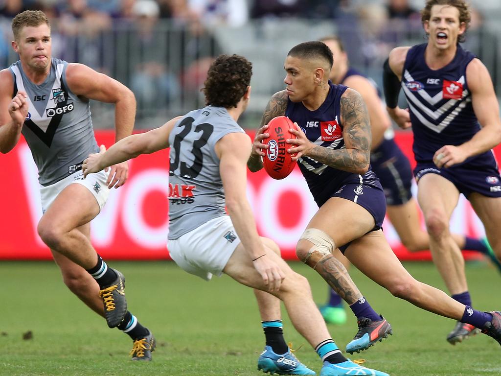 Michael Walters kicked six in Fremantle’s last win over Port. Picture: Paul Kane/Getty Images