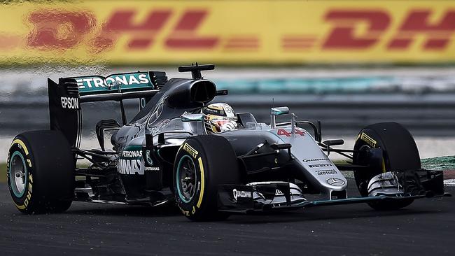 Lewis Hamilton drives during the qualifying session.