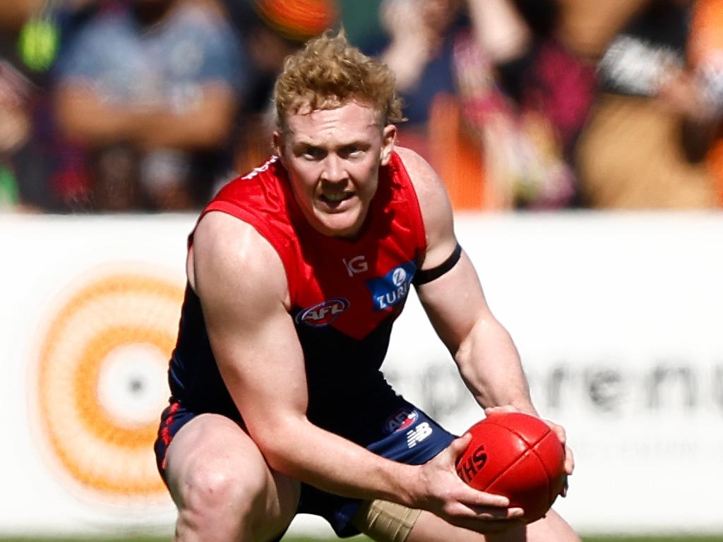 Clayton Oliver’s future at Melbourne could be decided this week. Picture: Michael Willson/AFL Photos via Getty Images