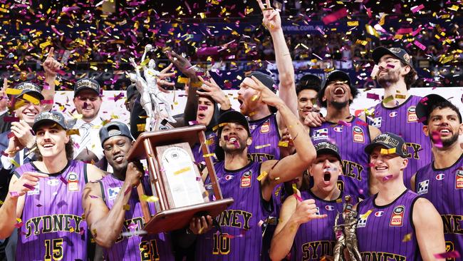 Back-to-back champions the Sydney Kings are already eyeing off a historic NBL three-peat, despite conceding they’re “behind” the other clubs who have been “sitting on their arses”. Photo: Mark Metcalfe/Getty Images.