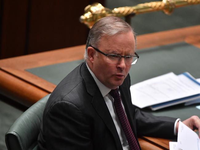 Leader of the Opposition Anthony Albanese during Question Time in the House of Representatives at Parliament House in Canberra, Wednesday, June 17, 2020. (AAP Image/Mick Tsikas) NO ARCHIVING