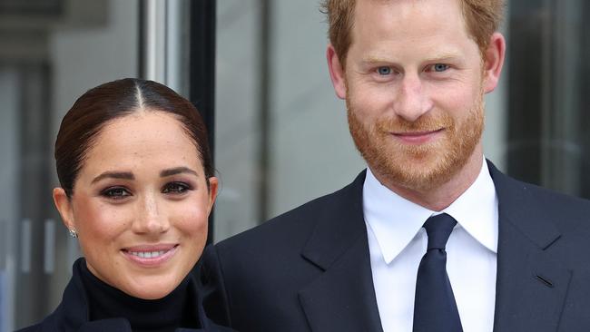 The Duchess of Sussex and Prince Harry are going into ‘overdrive’ to fill the financial hole left by the collapse of their Spotify podcast deal. Picture: Taylor Hill