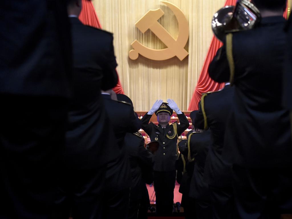 A Chinese People's Liberation Army (PLA) officer before a meeting of the Chinese Communist Party. Picture: AFP