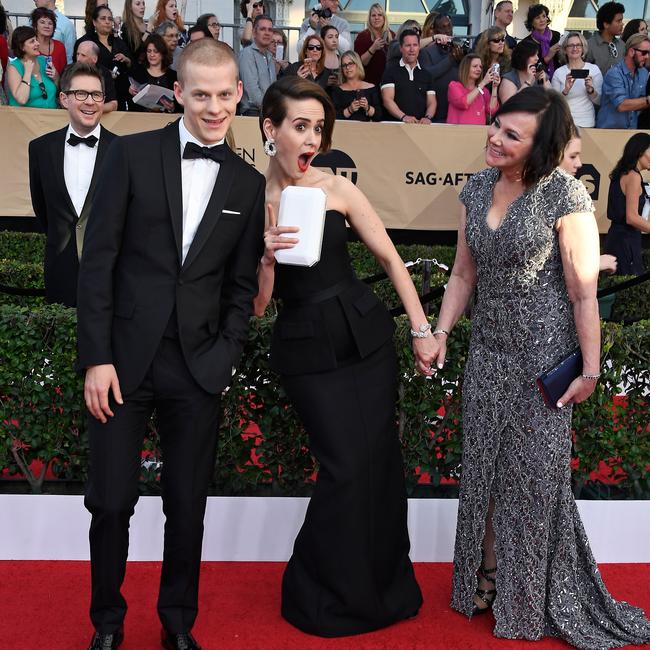 Lucas Hedges and Sarah Paulson and Marcia Clark attend The 23rd Annual Screen Actors Guild Awards at The Shrine Auditorium on January 29, 2017 in Los Angeles, California. Picture: Getty