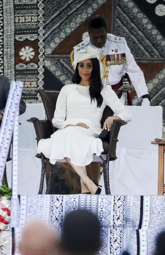 Meghan and Harry sat on a raised platform for the ceremony. Picture: Chris Jackson