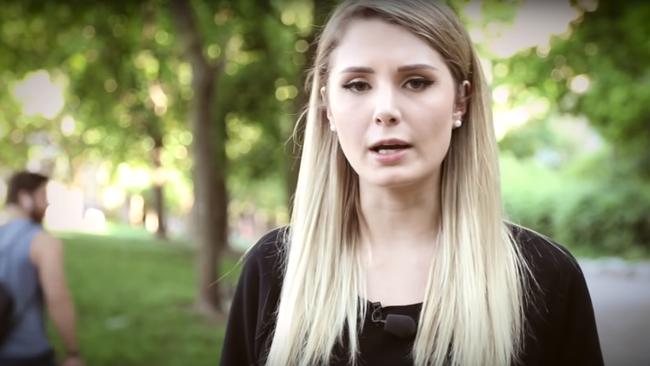 Lauren Southern in a video where she says segregation is a “potential solution”. (Pic: YouTube)