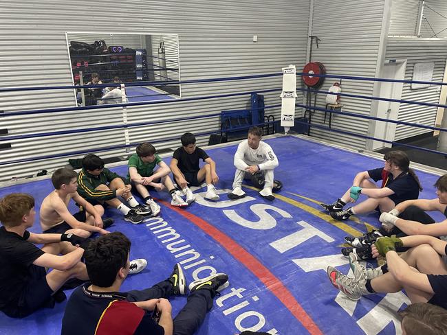 Michael Katsidis talking all things boxing and life lessons at Warwick Boxing Club, July 23, 2024. (Photo: Damien Lawler/ Warwick Boxing Club)