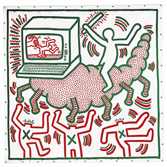 Keith Haring, Untitled 1983, vinyl paint on vinyl tarpaulin. Picture: Keith Haring Foundation