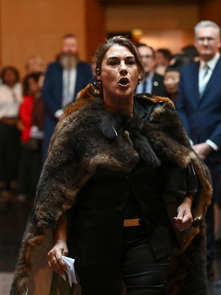 Senator Lidia Thorpe heckles King Charles III during the ceremonial welcome. Picture: Getty Images