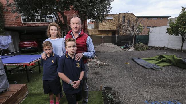 Paul Jones has lost a legal battle with Port Phillip Council over a hefty levy triggered by plans to put a pool in his Elwood backyard. Paul with his wife Jane and kids Jesse and Billie. Picture: Wayne Taylor