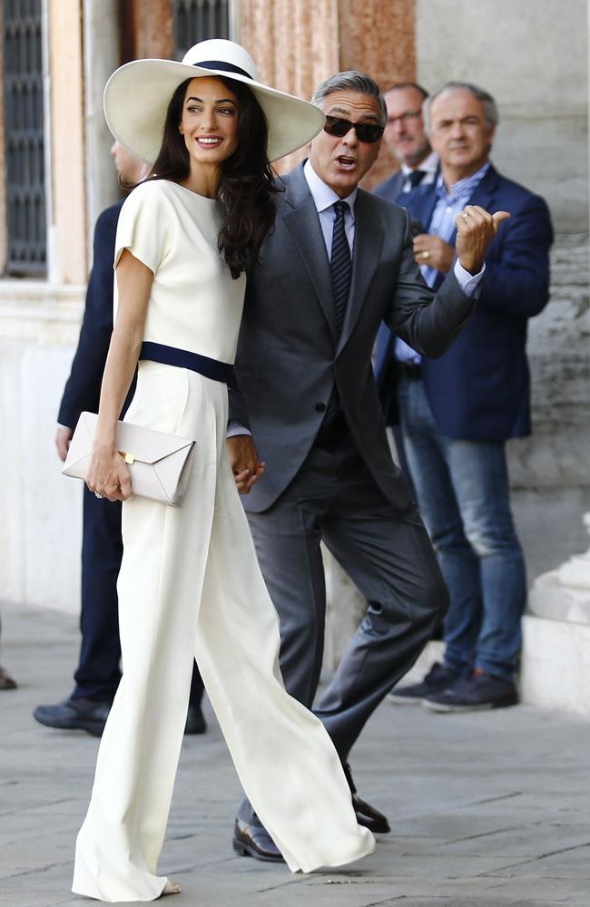 Clooney and Alamuddin arriving for a civil ceremony to officialise their wedding. Photo: AFP