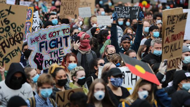 No fines were issued for those who attended the Black Lives Matter protest in Melbourne. Picture: Alex Coppel